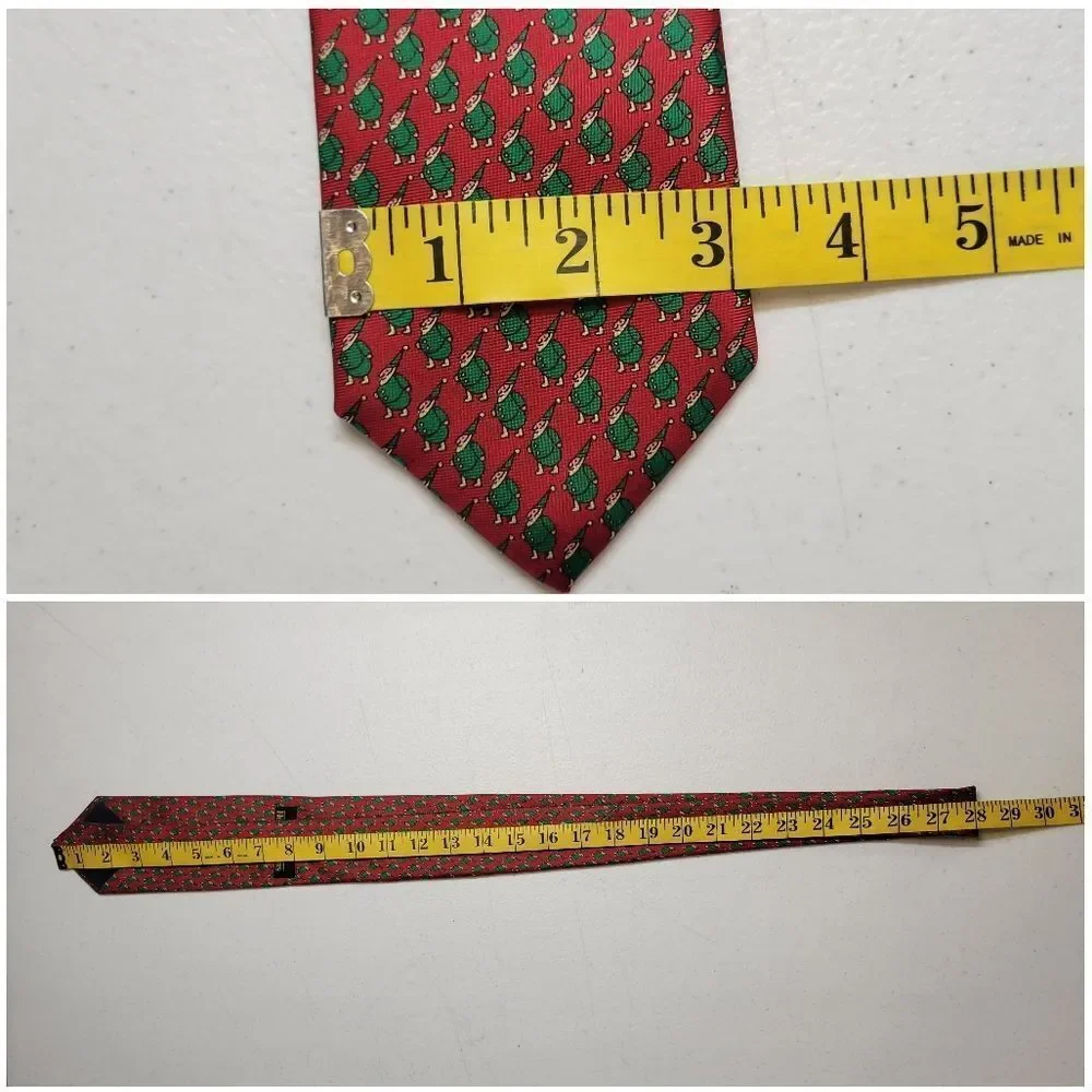 Neiman Marcus Silk Red and Green Elf Novelty Christmas Tie Men's Necktie